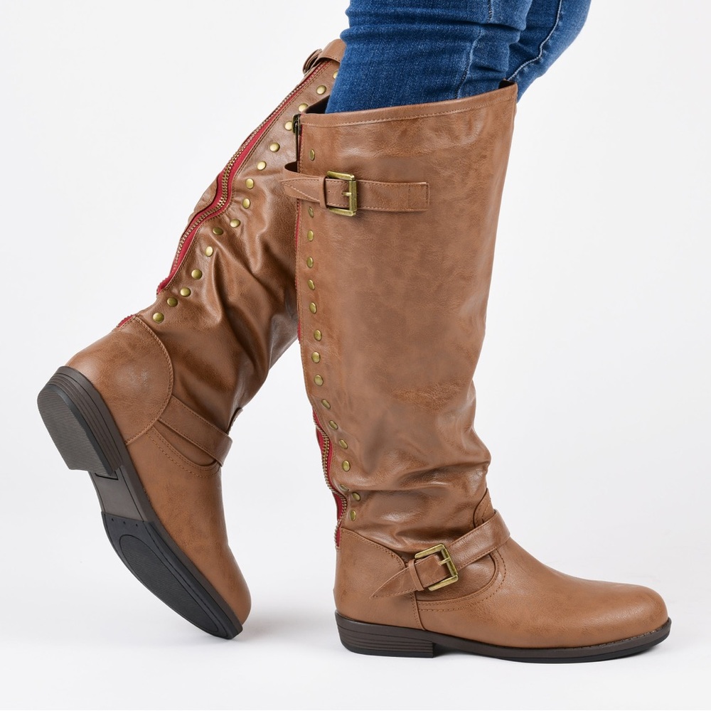 JOURNEE COLLECTION Spokane Wide Calf Faux Leather Boots, Size 7